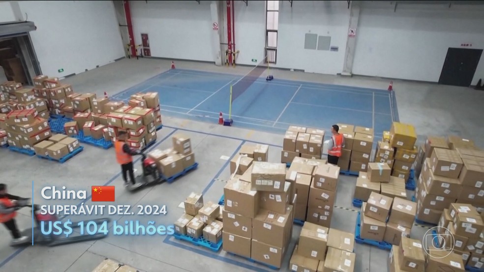 China anuncia o maior superávit de uma balança comercial que o mundo já viu: quase US$ 1 trilhão — Foto: Reprodução/TV Globo