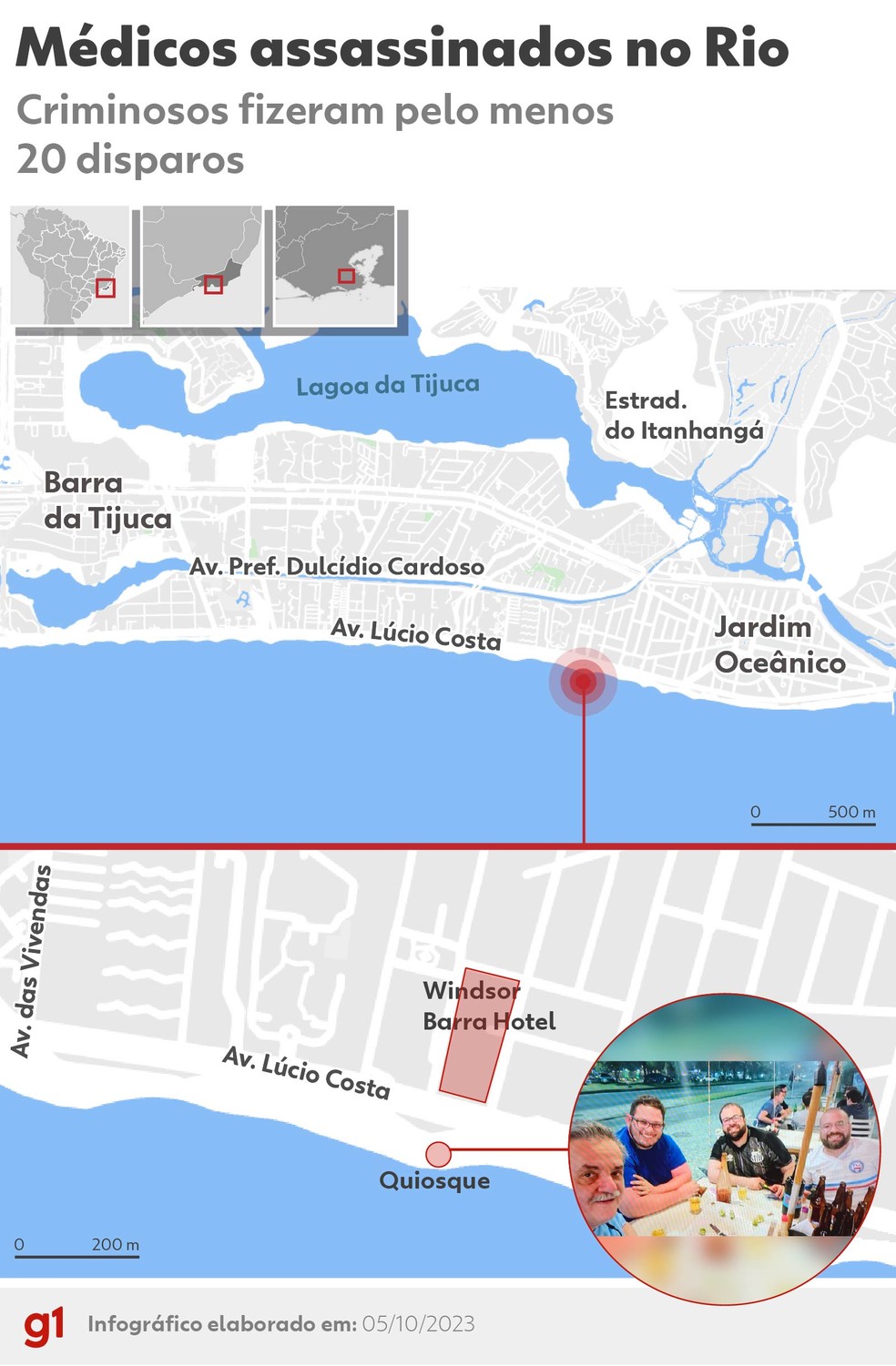 Mapa mostra onde médicos foram assassinados no Rio — Foto: Editoria de Arte g1