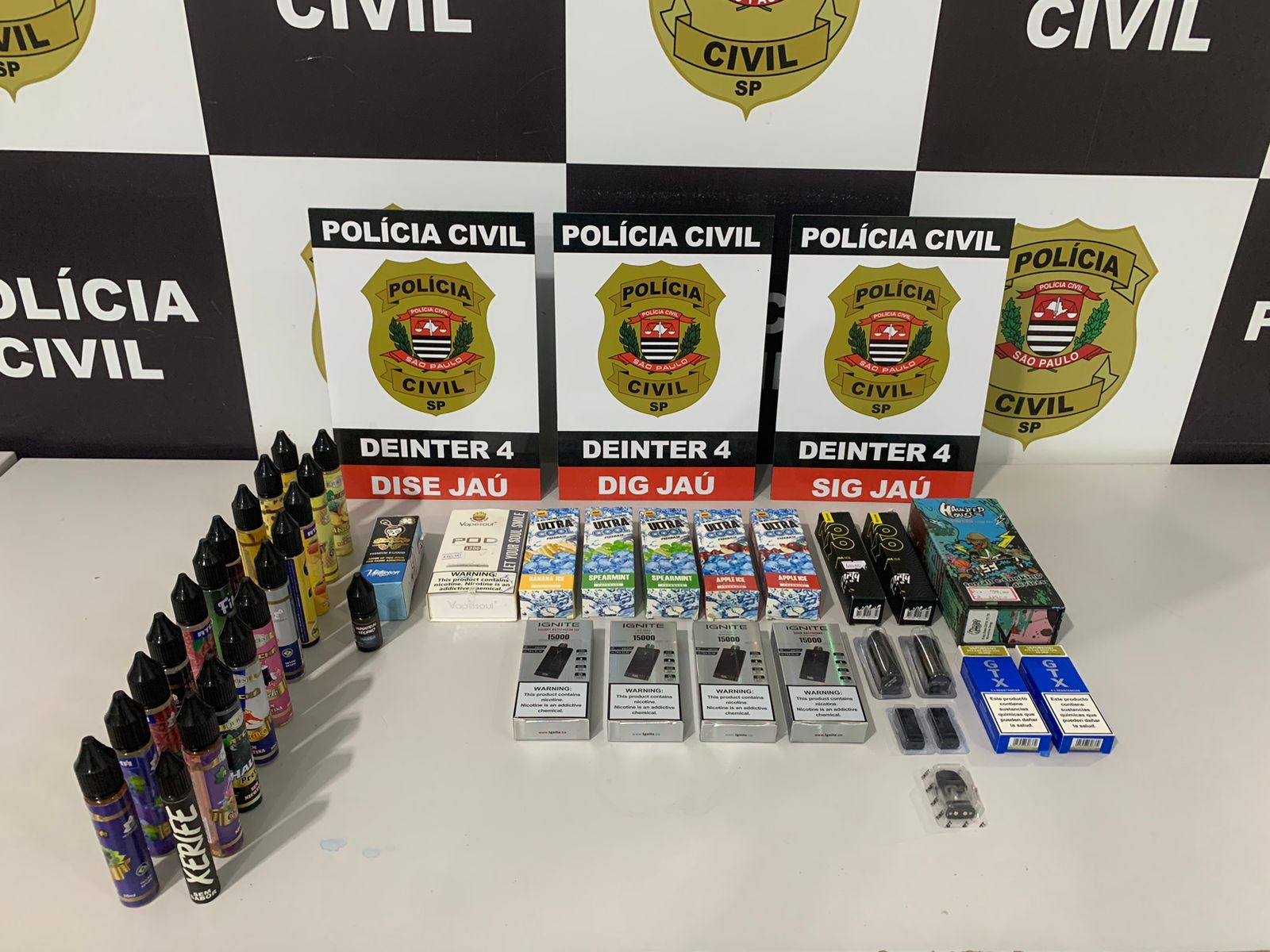 Operação Vape: Polícia Civil apreende grande quantidade de cigarros eletrônicos em Jaú