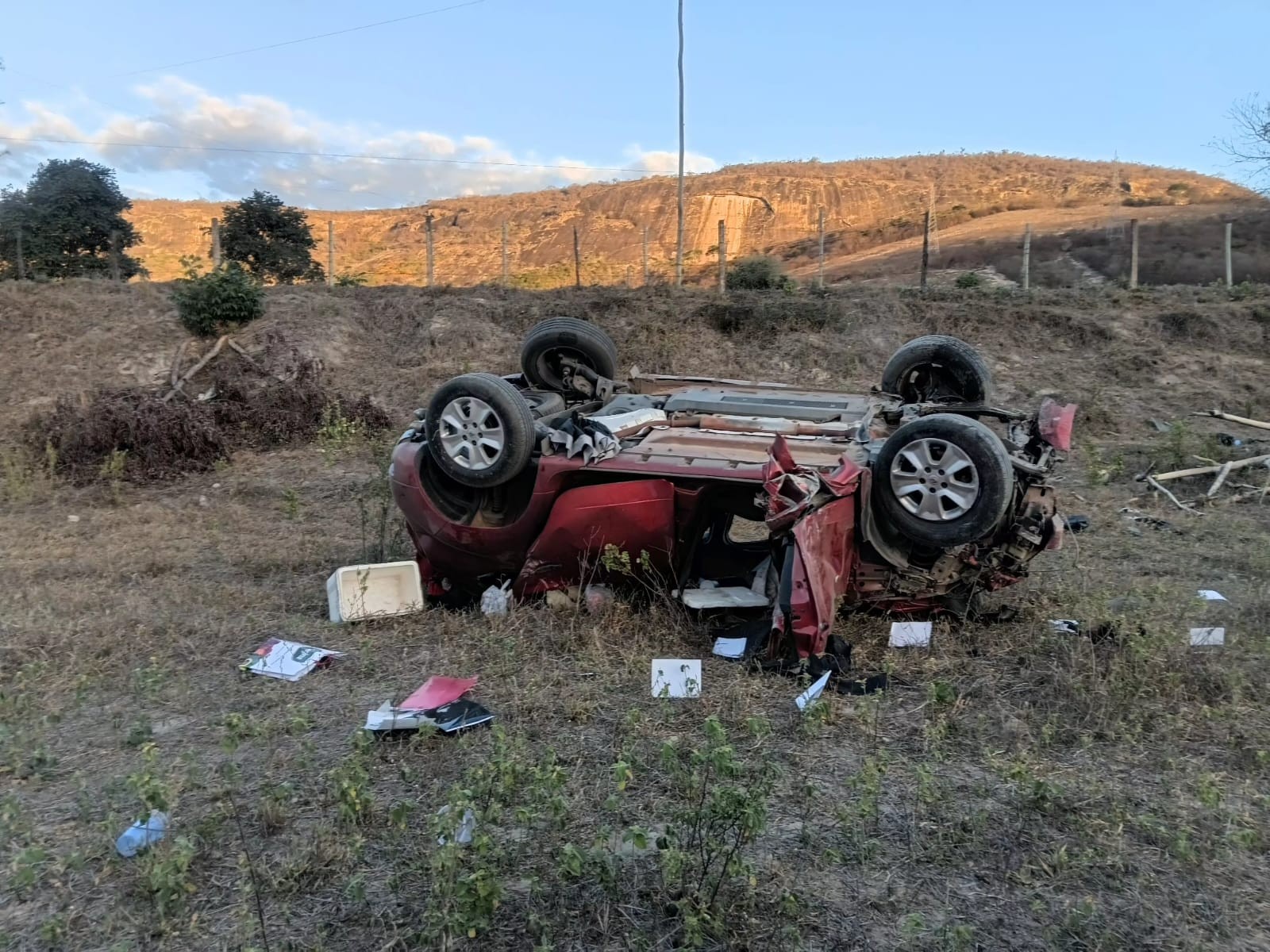 Carro capota, idosa morre e sobreviventes são atacados por enxame de abelhas em MG