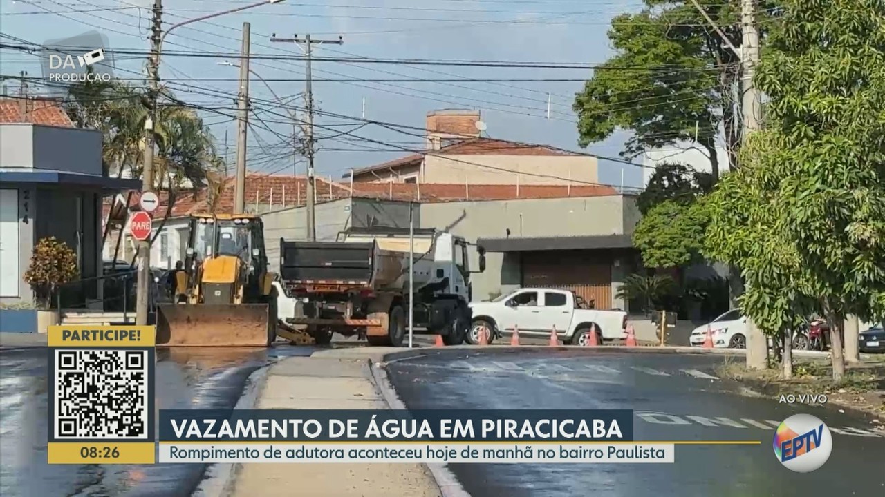 Rompimento de adutora em Piracicaba interdita Avenida Nove de Julho | G1