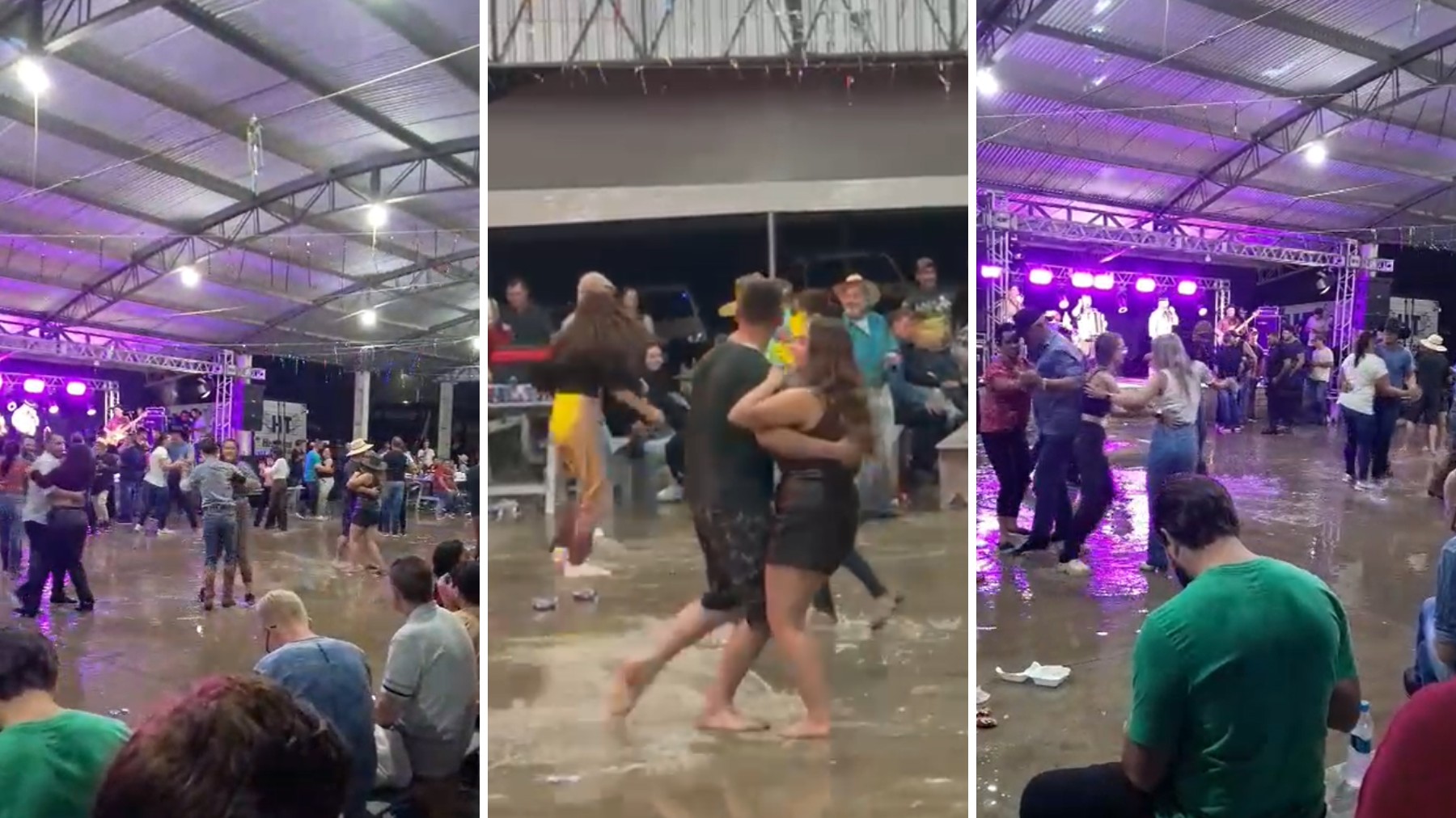 Pista 'aquática': chuva alaga baile no Paraná, mas público continua festa dançando em meio à água; veja vídeo