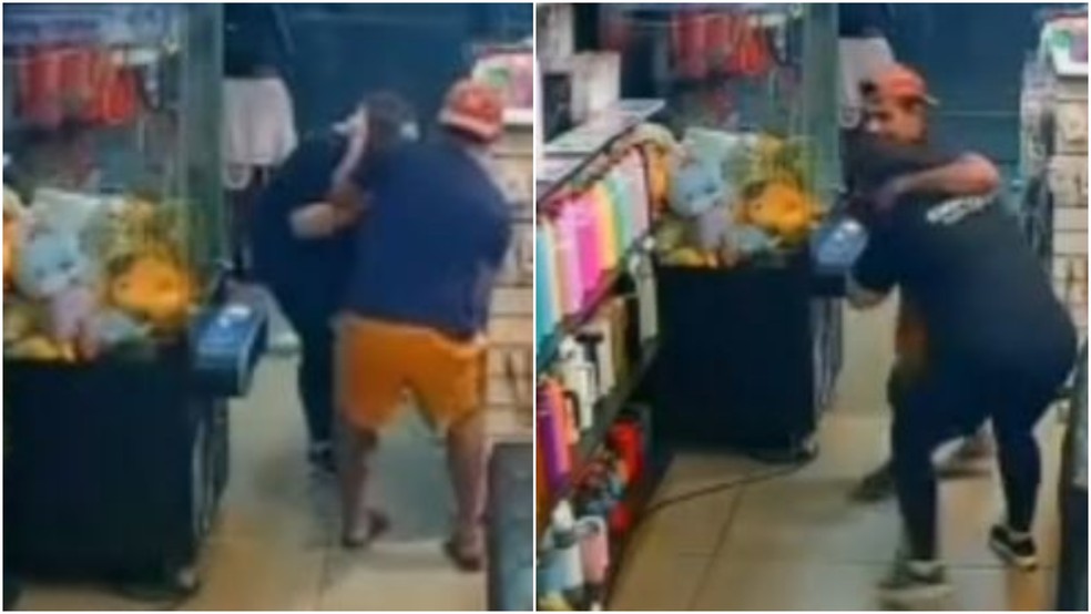 Criminoso arrastou funcionárias pelos cabelos durante assalto a loja em Caucaia. — Foto: Reprodução