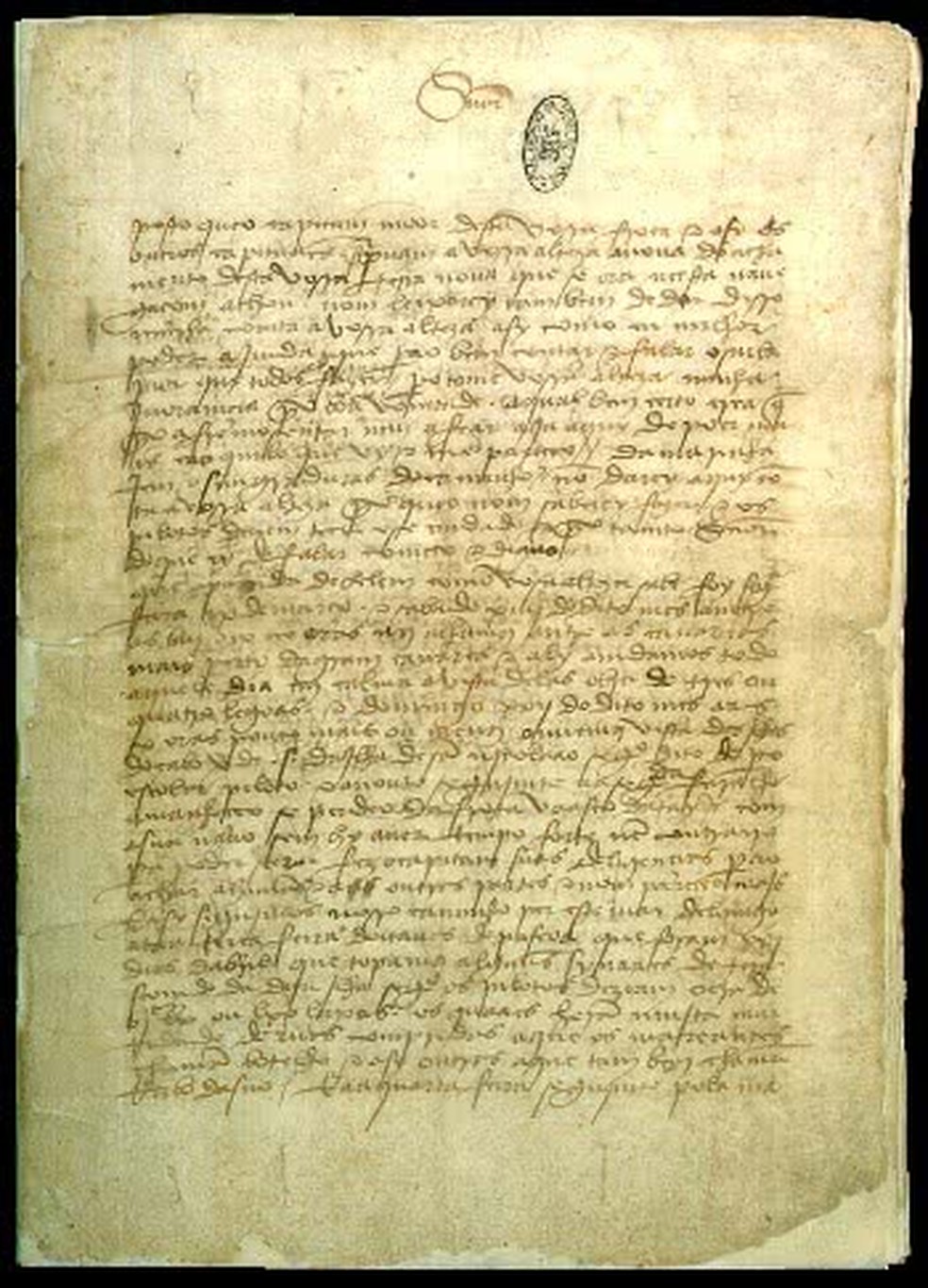 Trecho da Carta de Pero Vaz de Caminha, primeiro documento redigido no Brasil — Foto: Domínio público