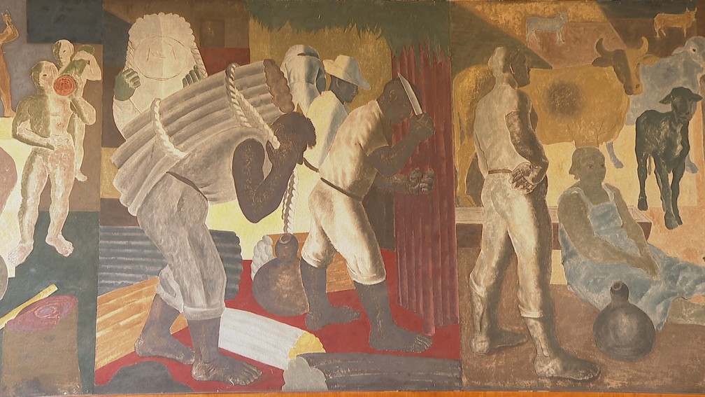 Mural de Portinari no Capanema — Foto: Sérgio Telles/TV Globo