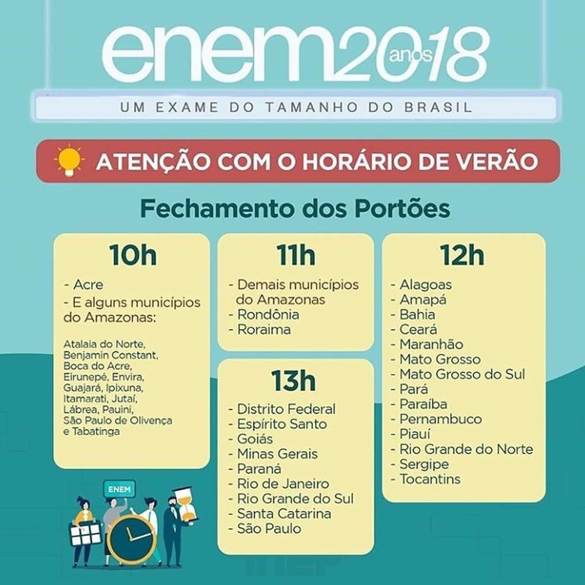 Confira os horários do primeiro dia de prova do Enem em todo o país ...