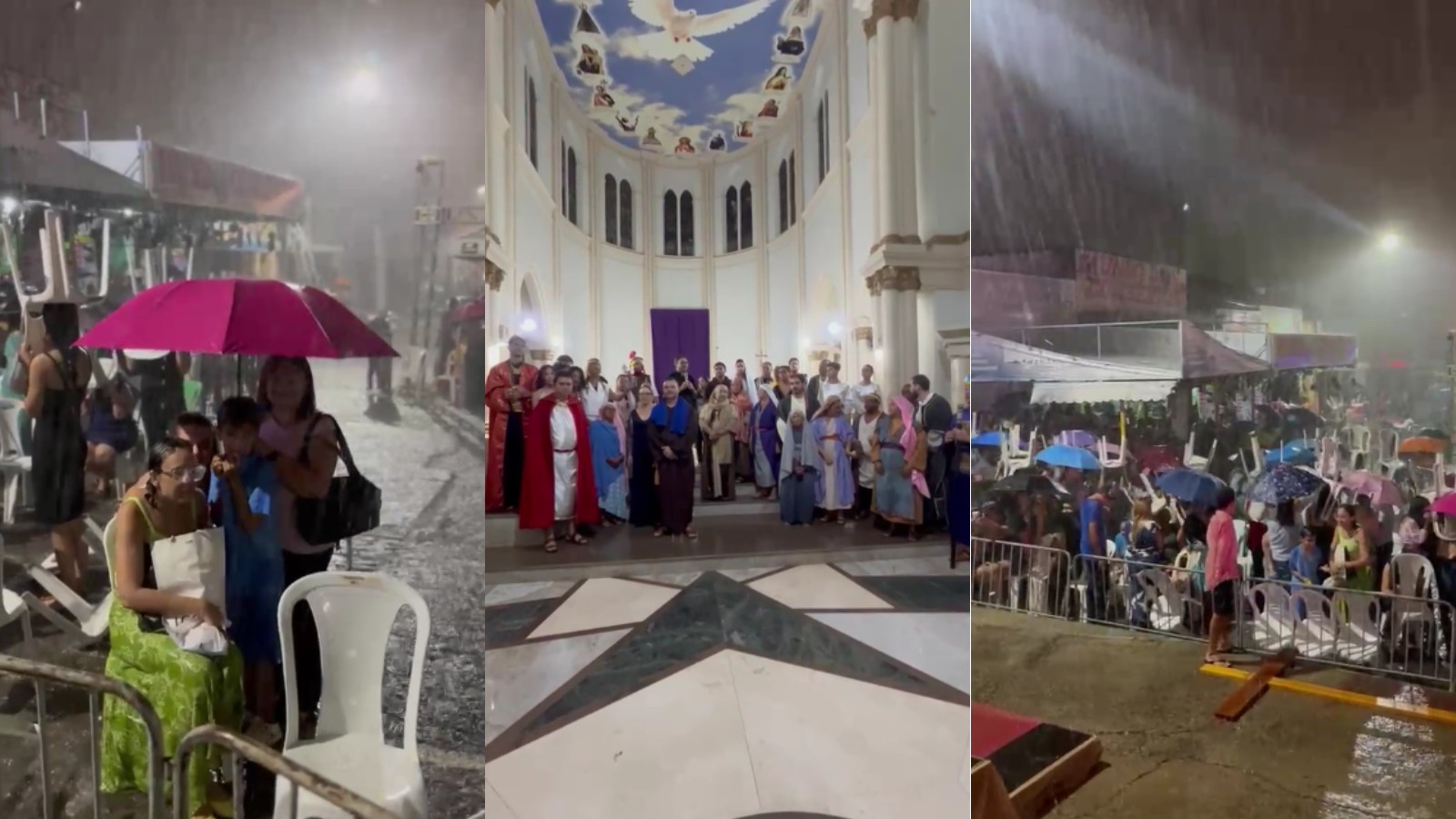 VÍDEO: Tempestade faz com que apresentação da Paixão de Cristo seja adiada em cidade no Sul do Piauí
