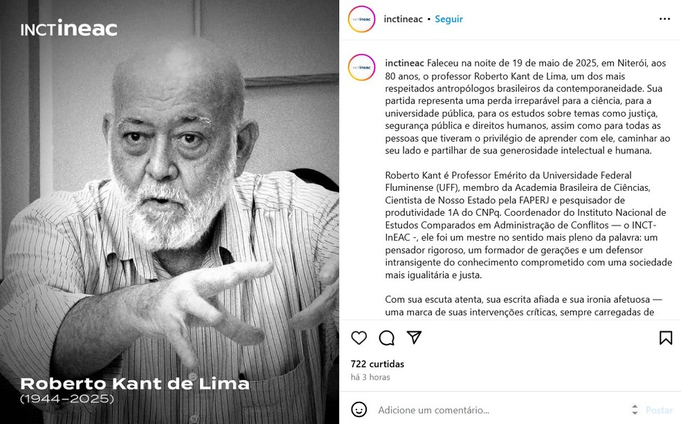 Morre Roberto Kant — Foto: Reprodução/Redes sociais