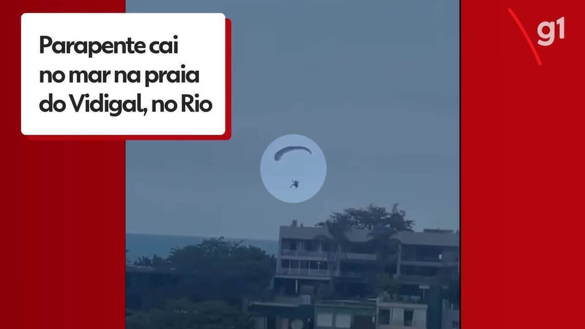 VÍDEO: Parapente cai no mar na praia do Vidigal