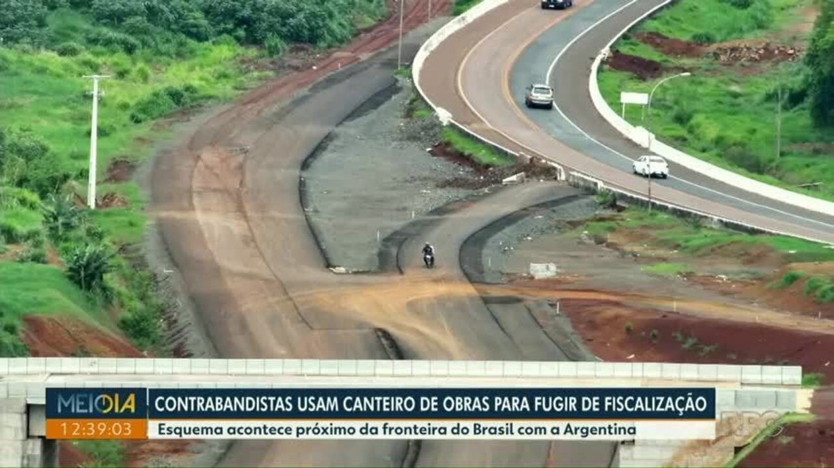 VÍDEO: Contrabandistas usam canteiro de obra na fronteira entre Brasil e Paraguai para fugir da fiscalização | Oeste e Sudoeste