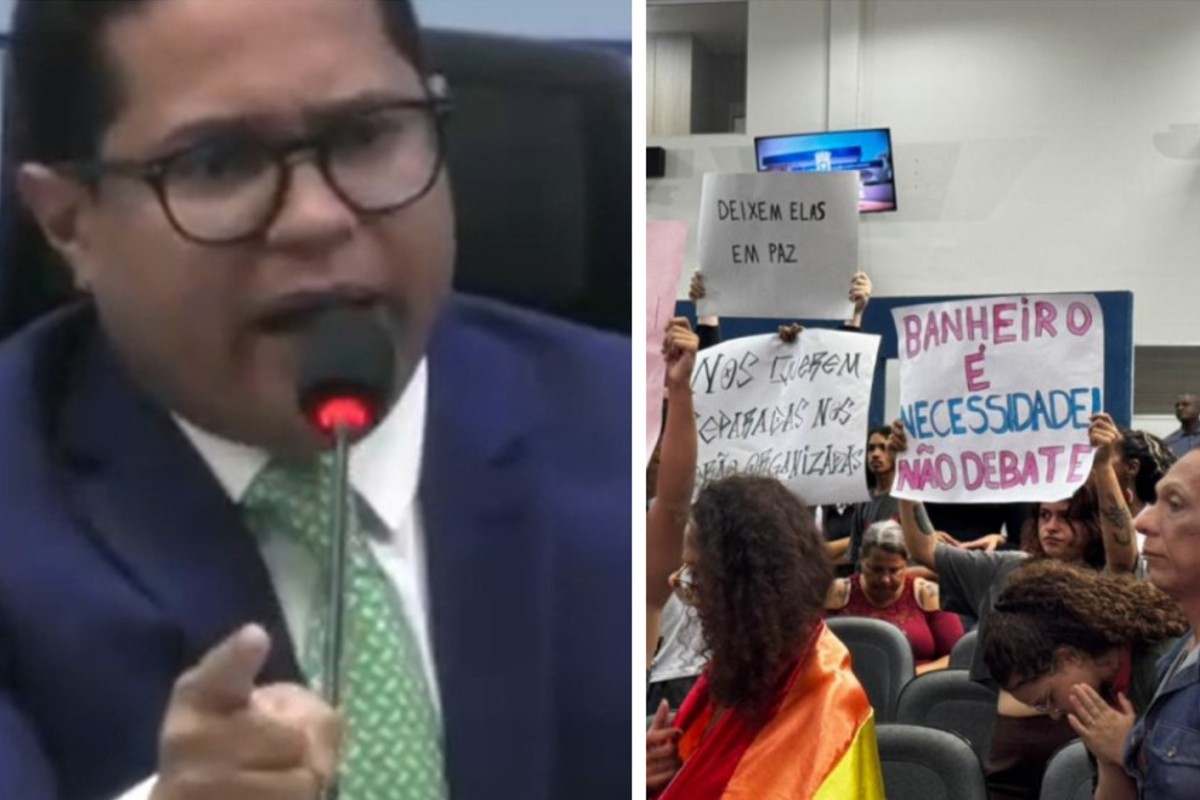 Vereador Papy bate-boca com grupo durante manifestação sobre banheiros para mulheres trans