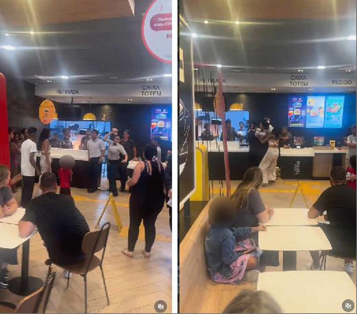 Vídeo: Funcionários e clientes trocam socos, chutes e jogam lanches em briga no Mc Donald's 