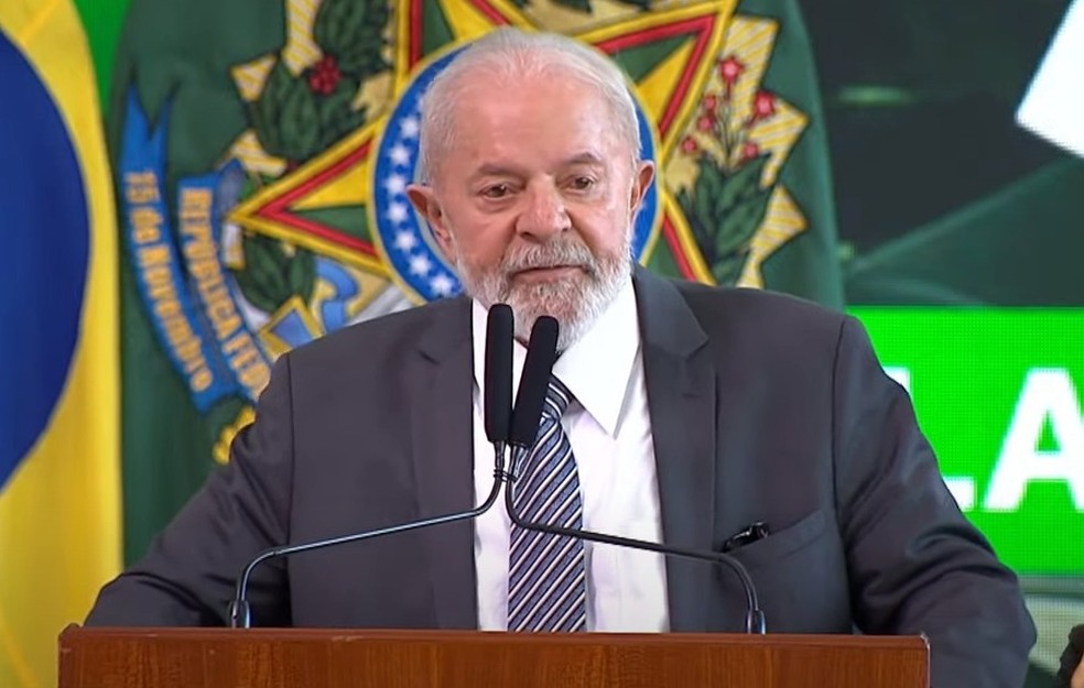 O presidente Lula durante cerimônia de lançamento do Plano Safra — Foto: Reprodução/Canal Gov