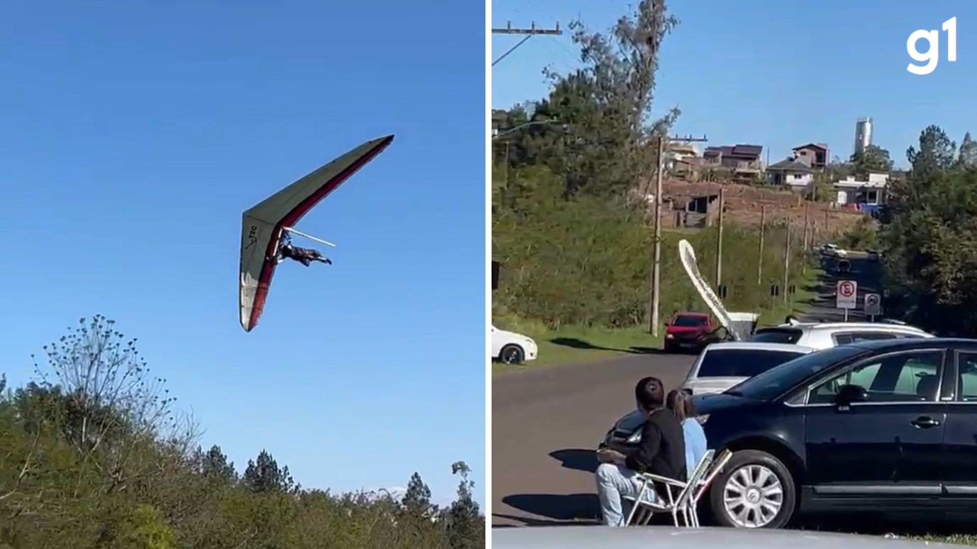 VÍDEO: Asa-delta cai sobre carro em Sapiranga e piloto fica ferido