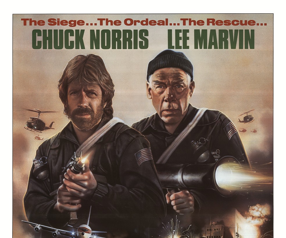 Cartaz do filme Comando Delta, com Norris e Lee Marvin. — Foto: Reprodução