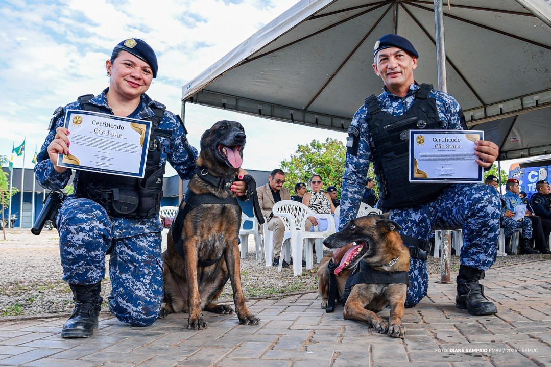 Cães vigilantes se aposentam após 7 anos de serviço na Guarda Civil Municipal de Boa Vista