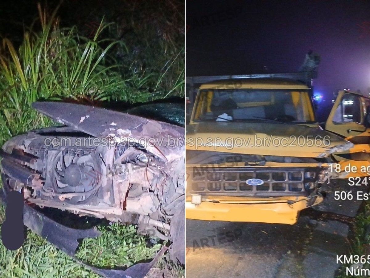 Motorista perde controle do carro durante neblina e bate de frente com caminhonete na rodovia Padre Manoel da Nóbrega