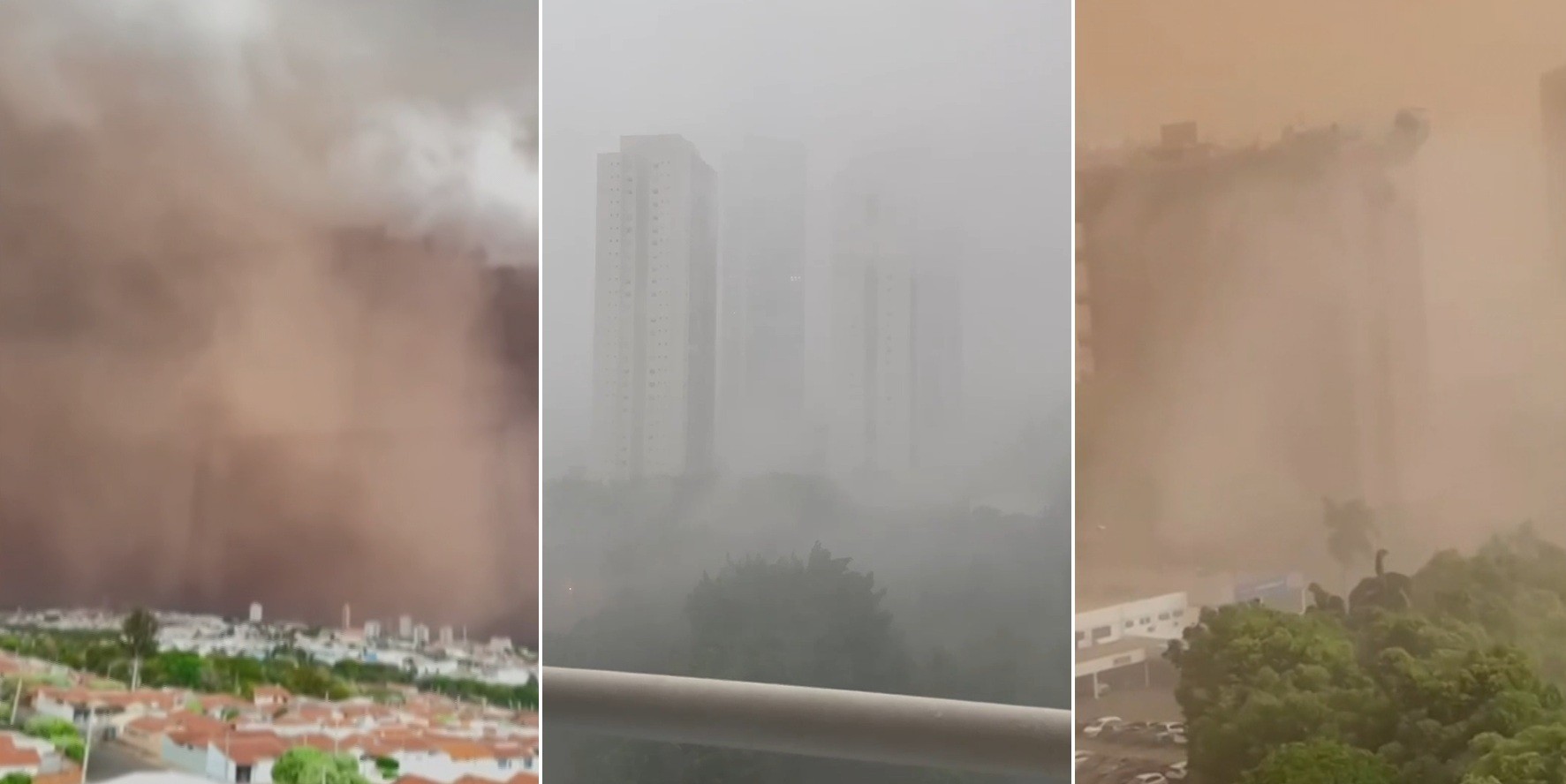 Estado de SP tem dia de extremos: capital enfrenta temporais e interior é 'engolido' por nuvem de poeira