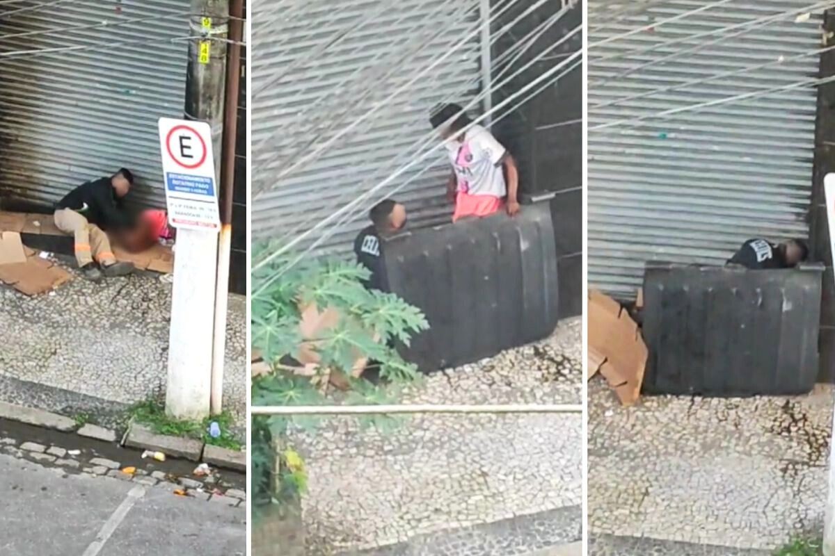 Homem é flagrado abusando sexualmente de moradora em situação de rua no litoral de SP; VÍDEO