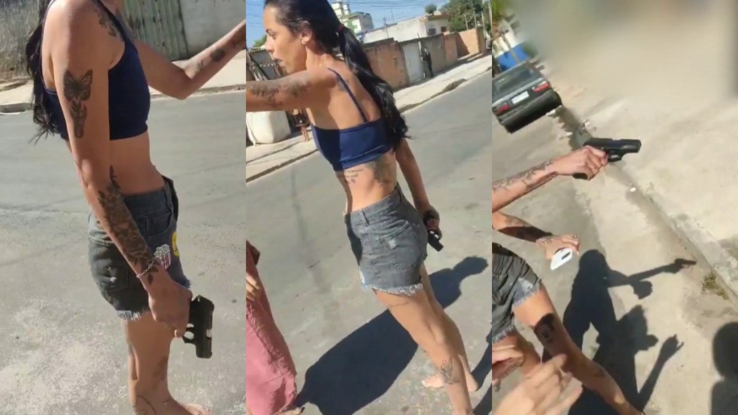 Mulher pega arma de marido policial e ameaça vizinha após se irritar: 'Sai do meu portão'; VÍDEO