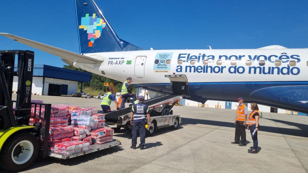 Doações saindo de Manaus para o Rio Grande do Sul — Foto: Divulgação/Azul