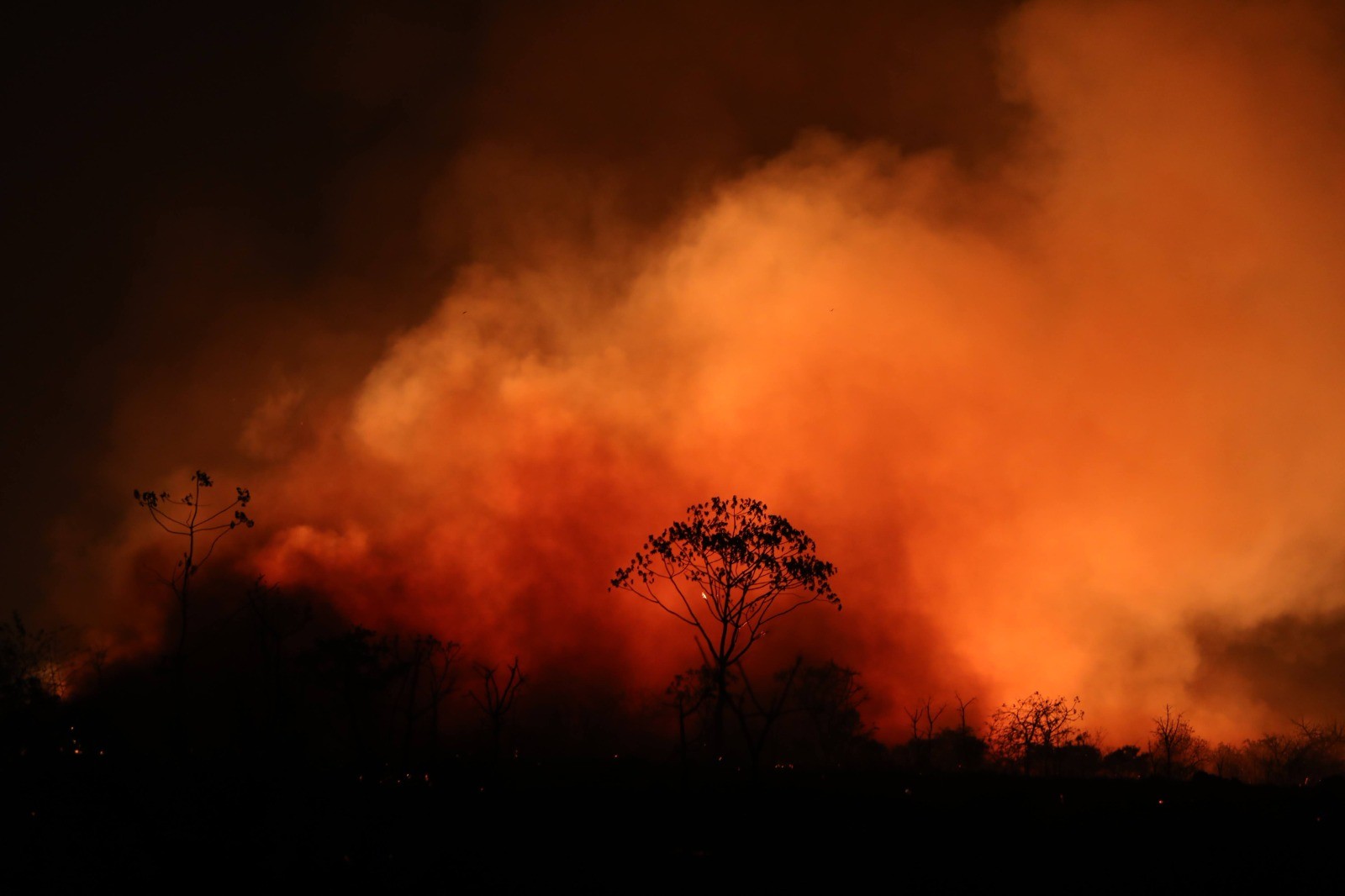 Bombeiros e brigadistas tentam combater incêndio que dura um mês no Parque Nacional da Chapada dos Guimarães (MT)