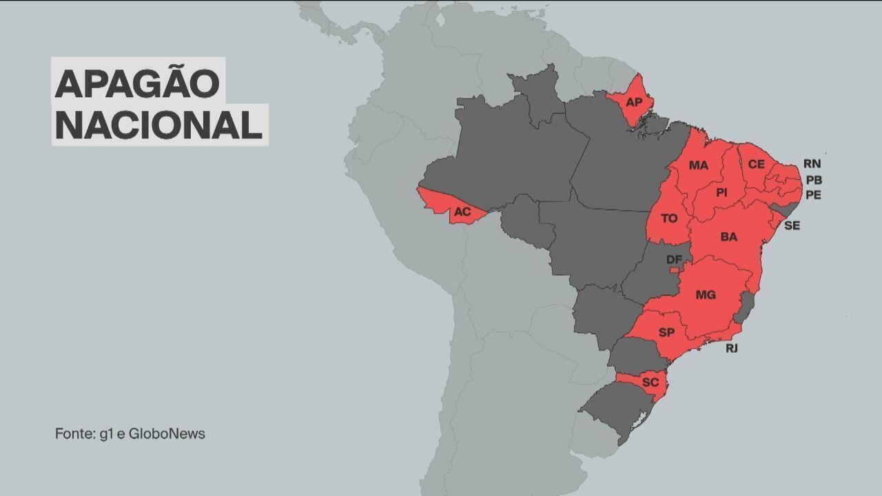 Apagão atinge estados de todas as regiões do Brasil