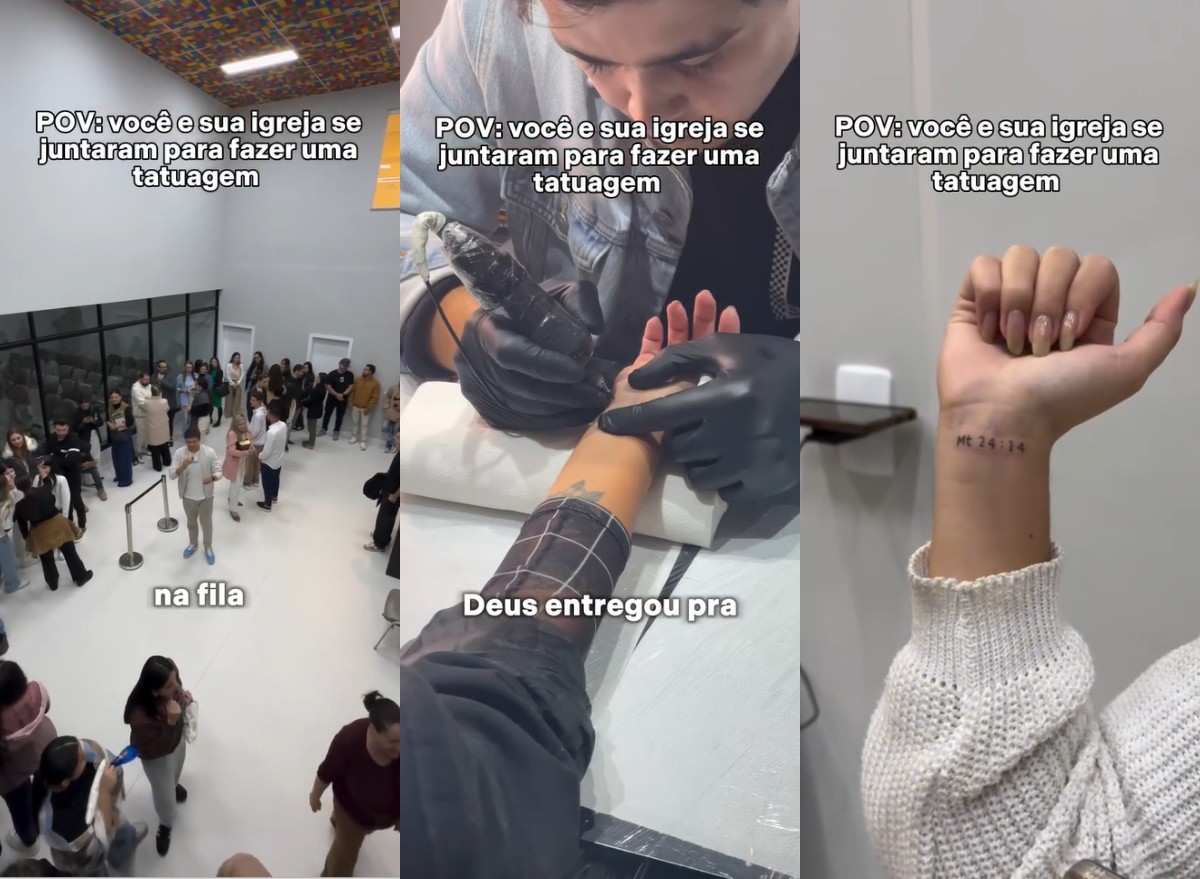 Igreja faz sessão de tatuagem coletiva em fiéis em Balneário Camboriú e gera críticas nas redes sociais; VÍDEO