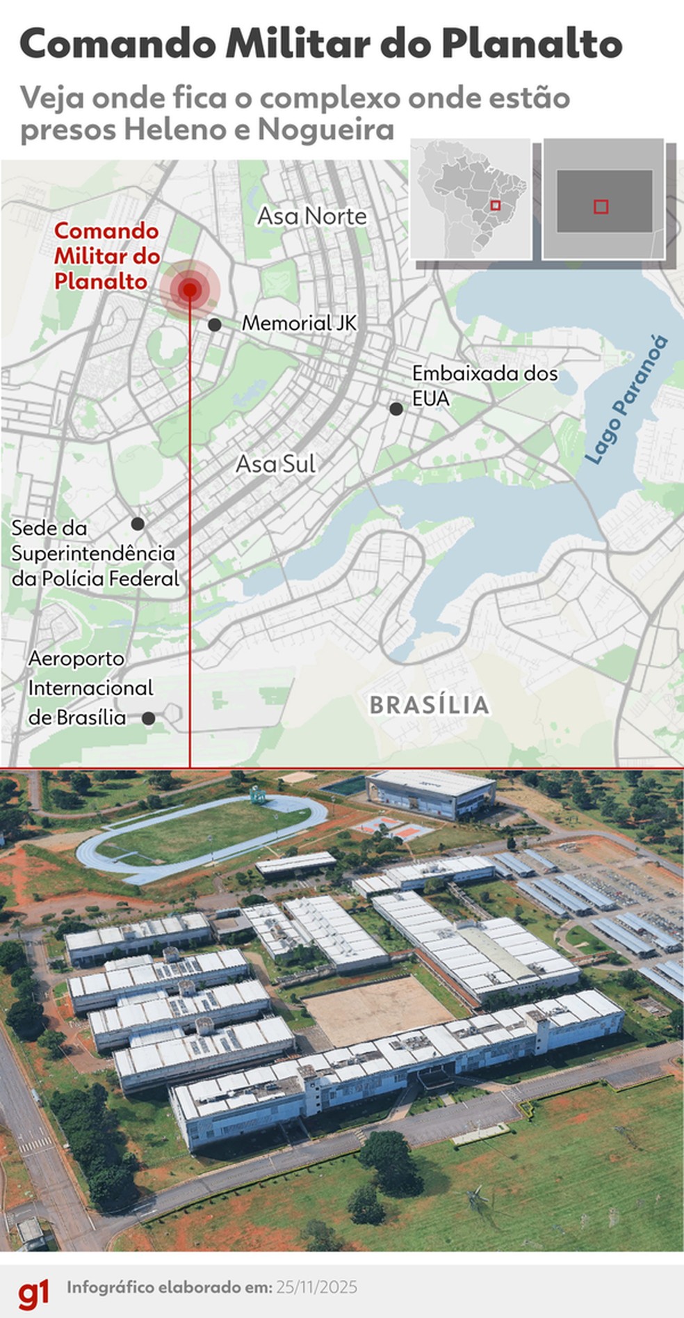 Infográfico - Mapa mostra onde fica o Comando Militar do Planalto — Foto: Arte/g1