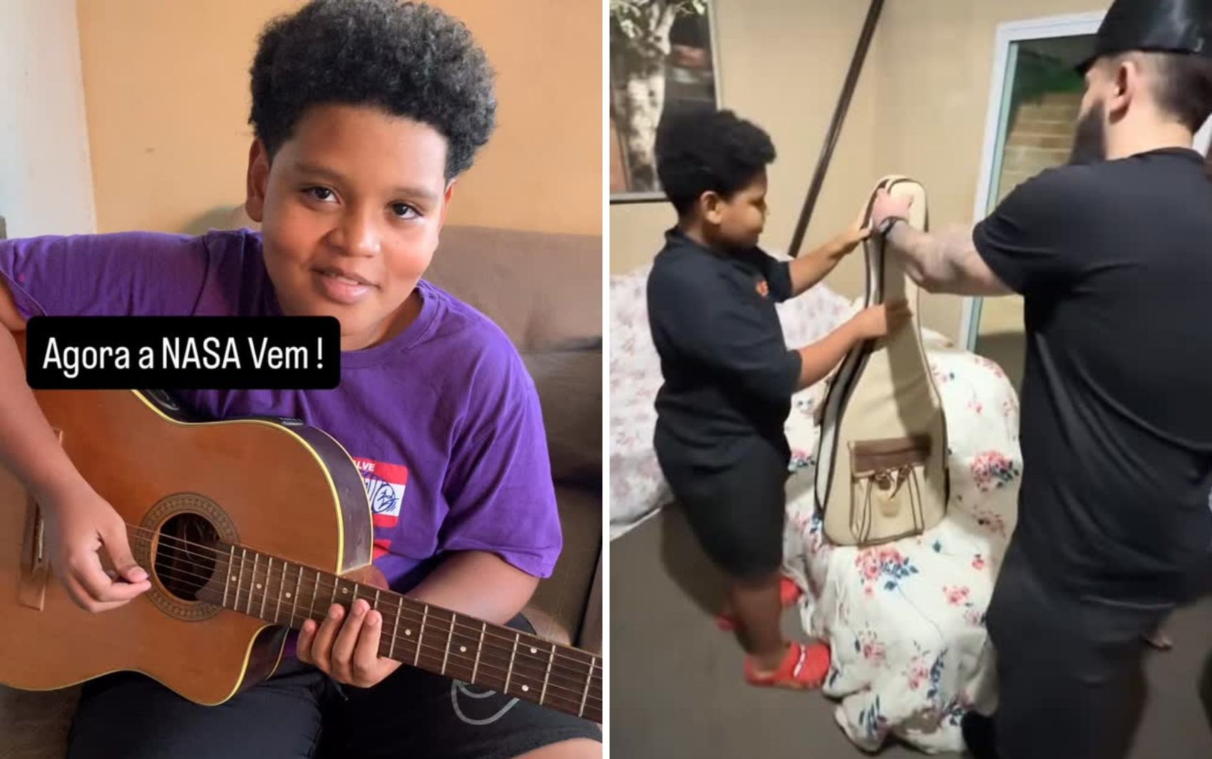 Adolescente impressiona ao adaptar violão para fazer som de viola e ganha instrumento de Ícaro, da dupla com Gilmar; vídeo 