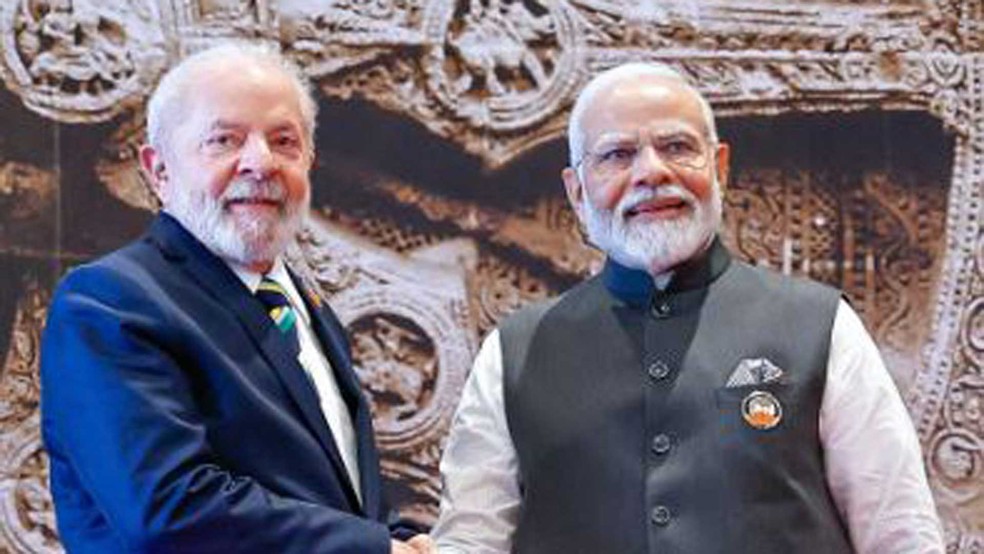 Presidente Lula e o primeio-ministro da Índia, Narendra Modi — Foto: Ricardo Stuckert / Presidência da Repúlica