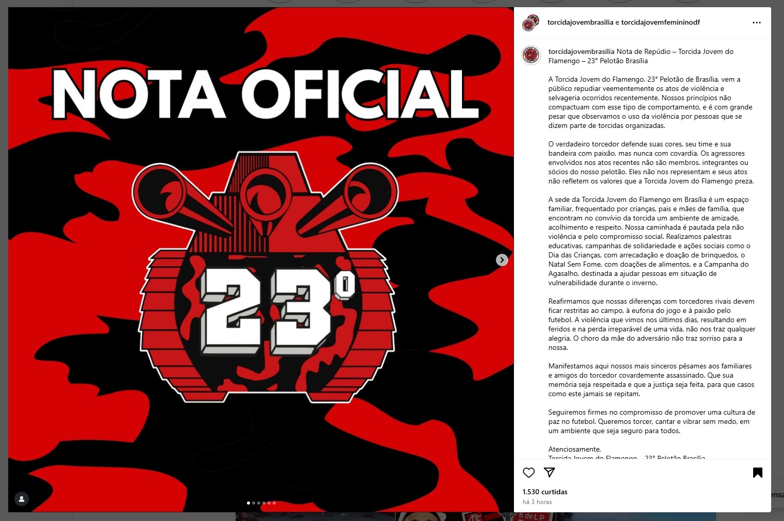 Polícia Civil deve pedir que Justiça feche torcida jovem do Flamengo no DF; membros são suspeitos de matar vascaíno em ônibus