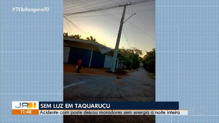 Moradores ficam sem energia elétrica após caminhão atingir poste em Taquaruçu