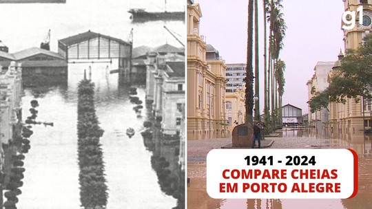 IMAGENS mostram cheias do Guaíba em 1941 e em 2024; compare - Programa: G1 RS 