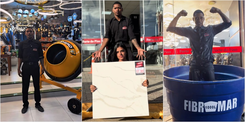 Loja de materiais de construção em Cabo Frio, no Rio de Janeiro, ganhou visibilidade e se consolidou como marca local graças à forte presença online. — Foto: Reprodução/Tiktok