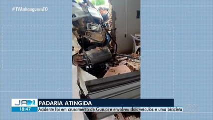 Caminhão bate em padaria em Gurupi e provoca estragos