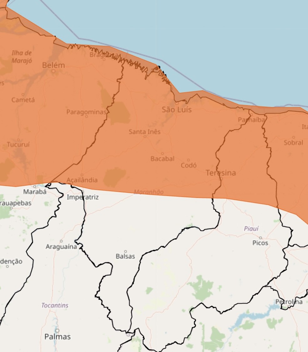 Meteorologia emite alerta laranja de chuvas intensas no Maranhão — Foto: Reprodução/Inmet