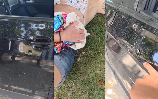 Tiros atingiram o carro que as turistas estavam na cidade de Prado — Foto: Redes sociais