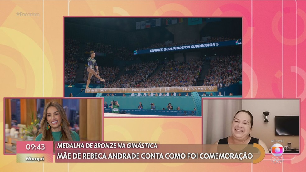 Mãe de Rebeca Andrade em entrevista ao Encontro — Foto: Reprodução/TV Globo