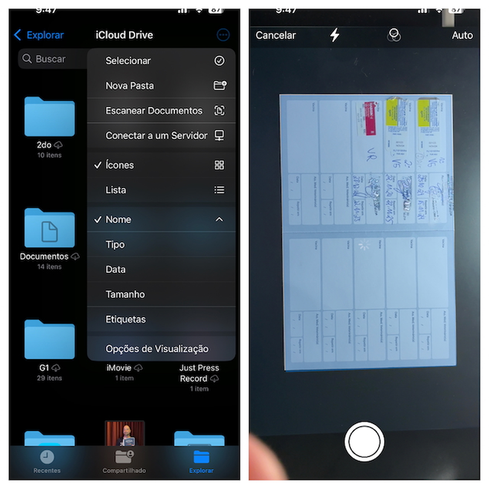Outra alternativa no iPhone � o app Arquivos, para salvar documentos direto no celular � Foto: Reprodu��o