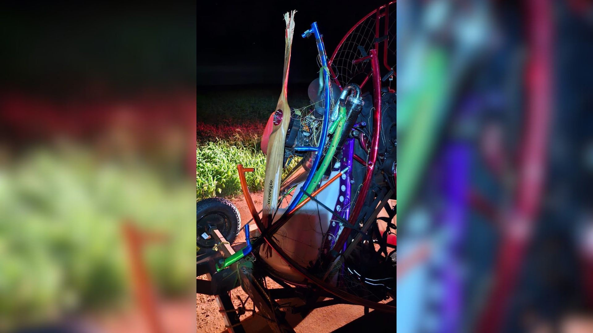 Piloto de paramotor é socorrido após queda em plantação de sorgo entre Uberaba e Uberlândia