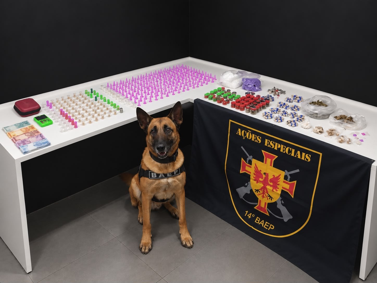 Cão da PM encontra mais de 500 porções de drogas enterradas em área de mata em Sorocaba