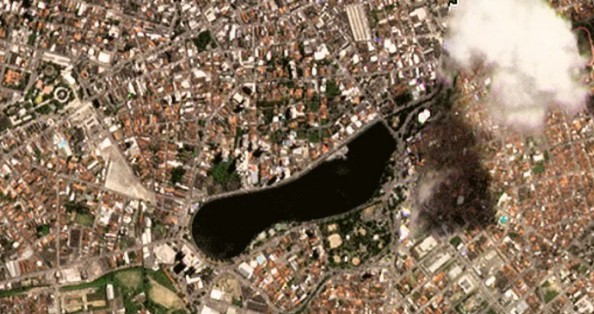 Imagem mostra coloração do Açude Velho em janeiro de 2026