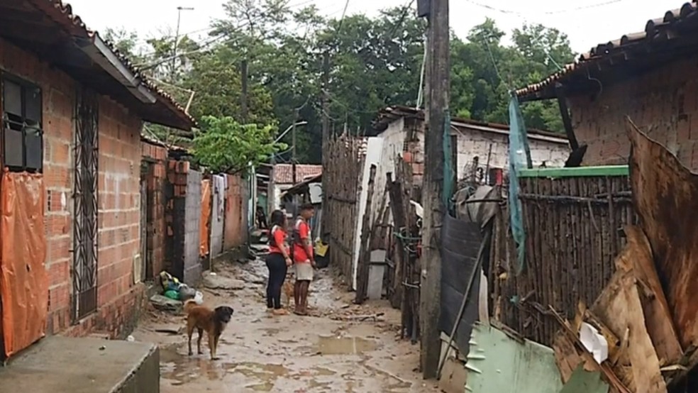 Famílias saíram de casa após chuvas. — Foto: Reprodução/TV Verdes Mares