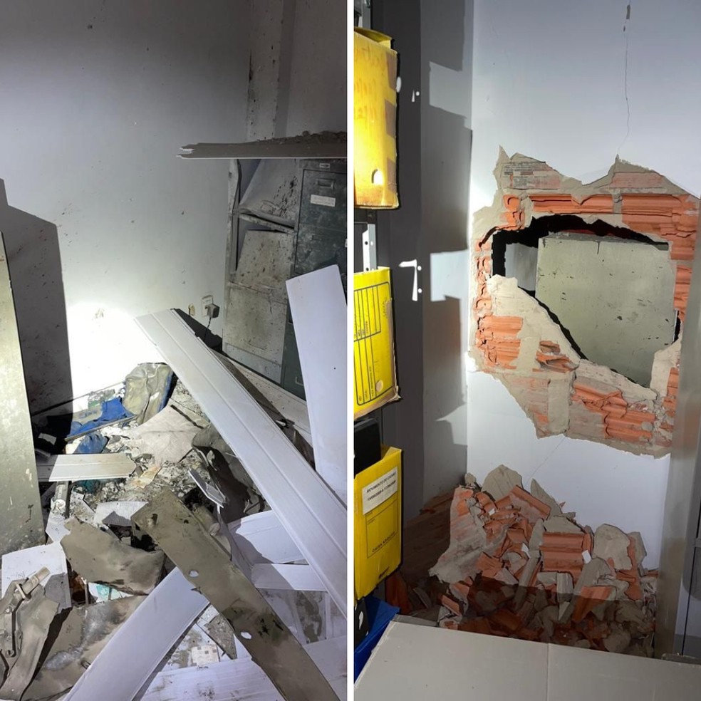 Cofre é explodido em agência bancária em Barrolândia — Foto: Reprodução/PMTO