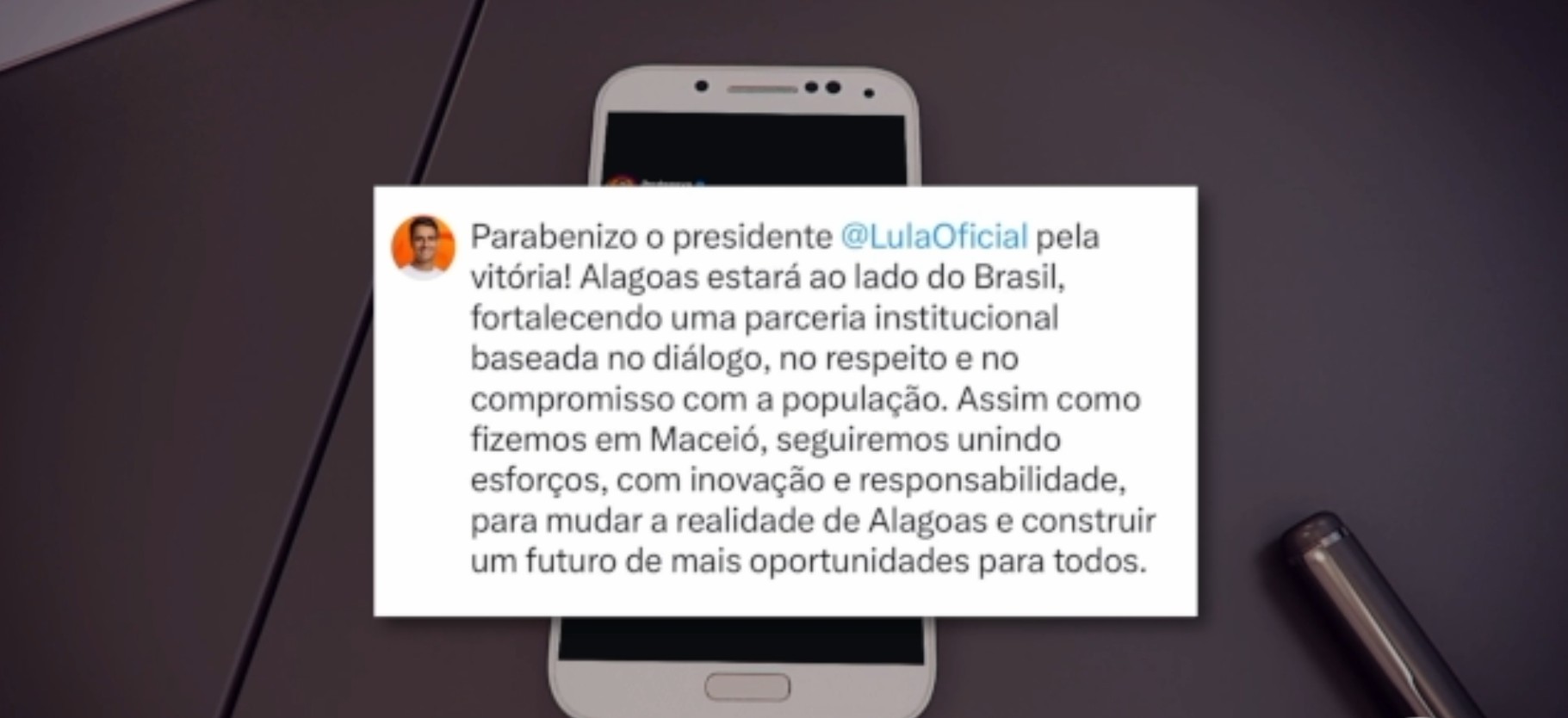 VÍDEO: JHC parabeniza Lula pela reeleição e defende parceria entre Alagoas e governo federal