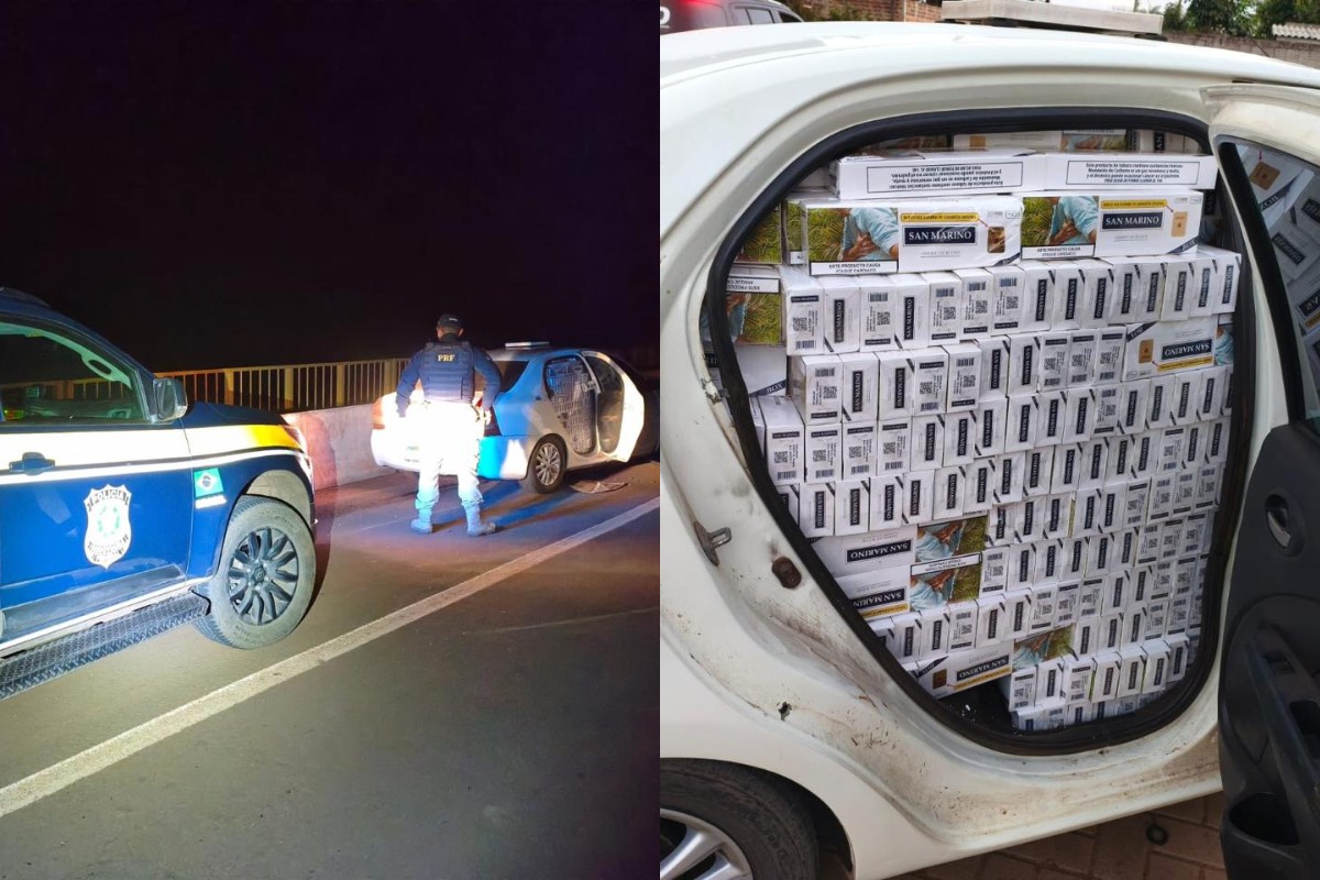 Homem abandona carro com 5 mil maços de cigarro e pula de ponte no Rio Paraná durante fuga da PRF em MS