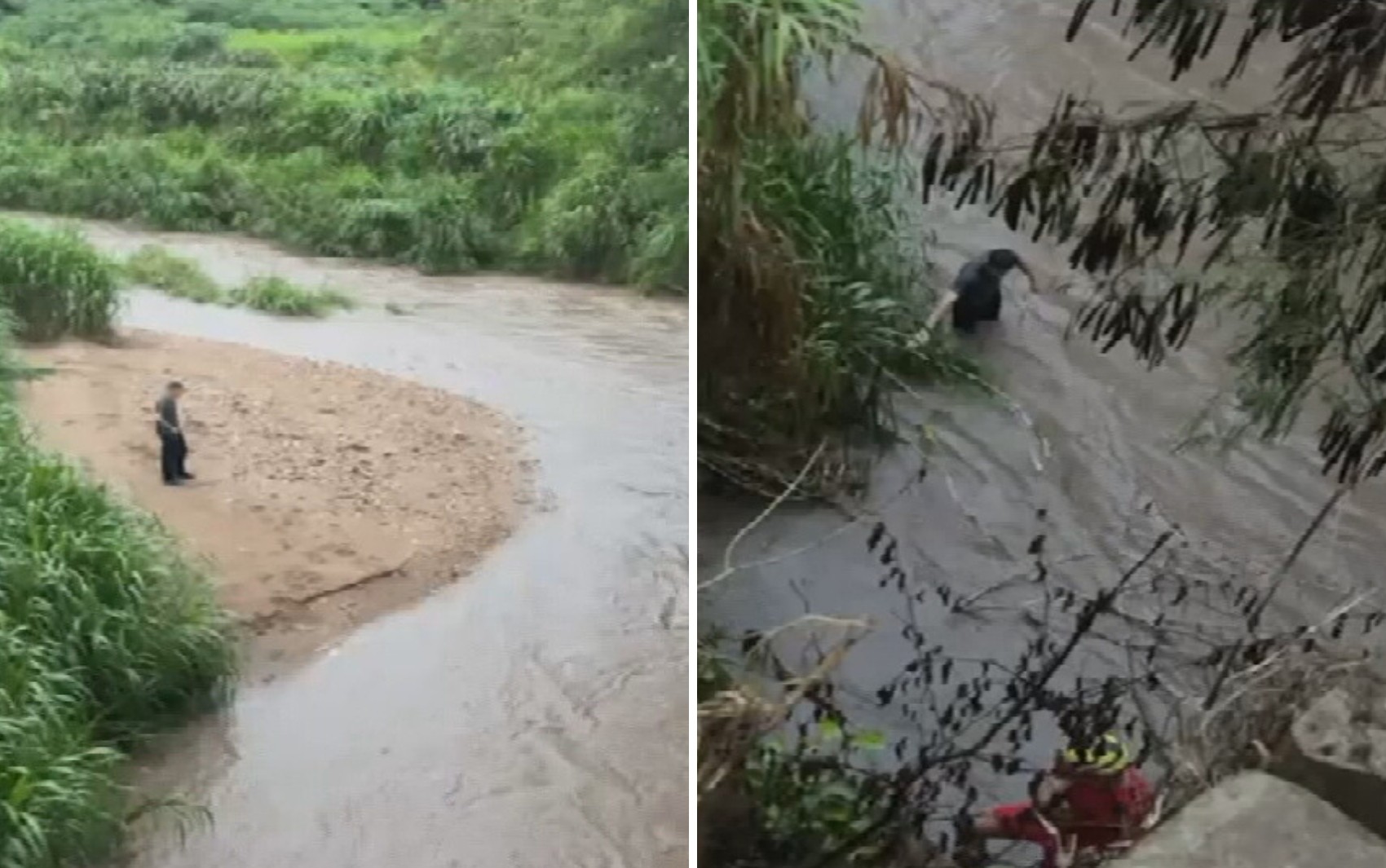 Adolescente é resgatado após ficar ilhado em um banco de areia durante chuva em Aparecida de Goiânia 