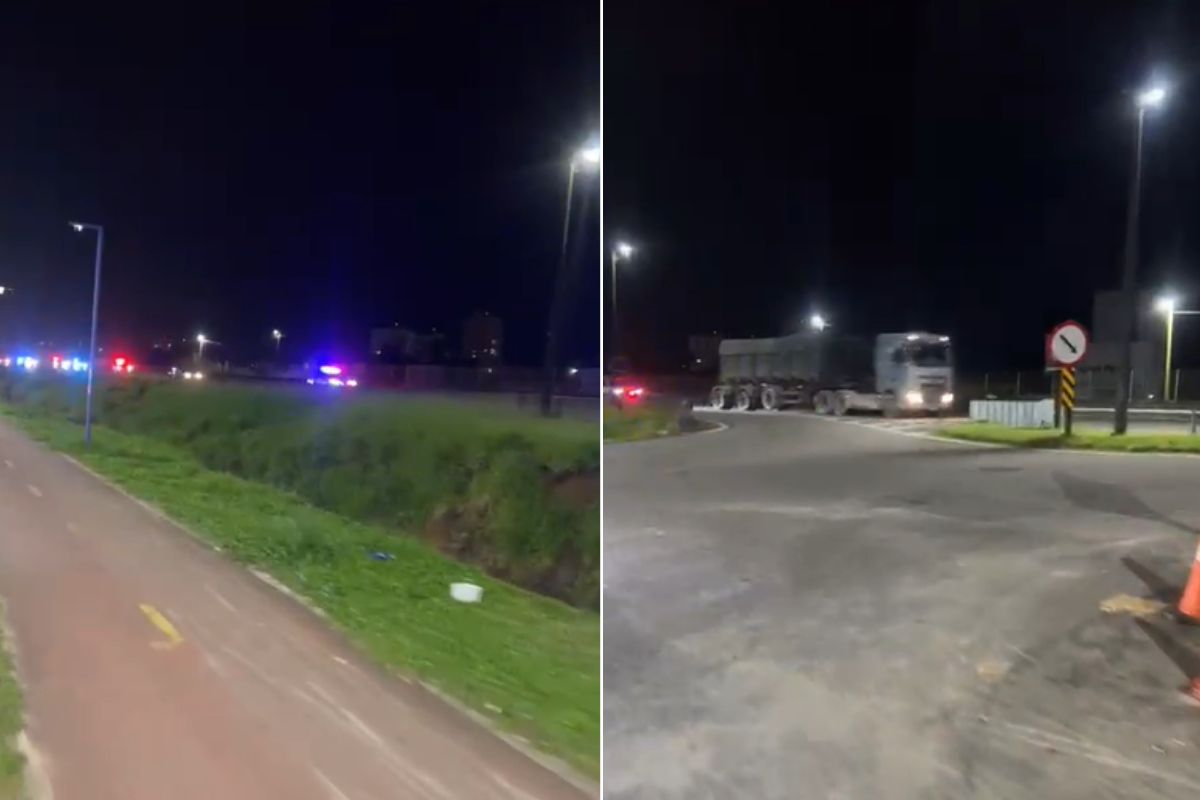 Caminhão tomba após motorista fugir de abordagem policial em rodovia de SP