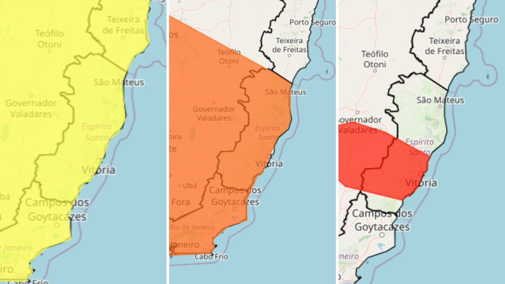 Espírito Santo recebe três alertas de chuvas intensas do Inmet — Foto: Reprodução/ Inmet